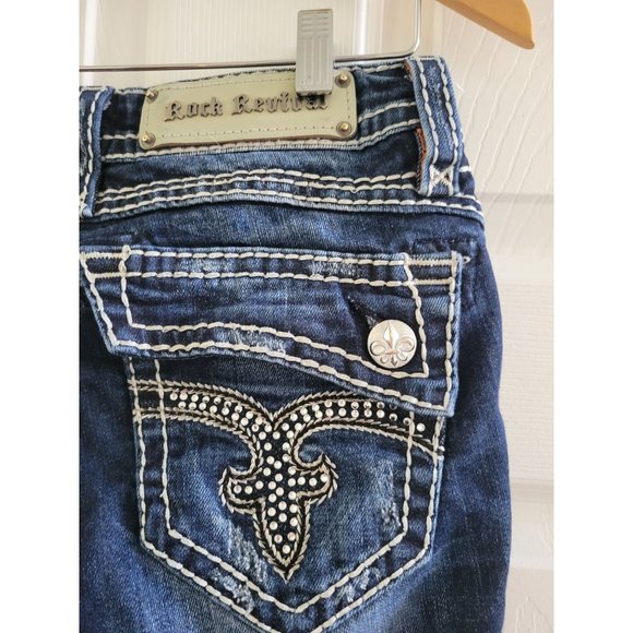 Rock Revival Johanna Capri Blue Jeans denim size 29 low rise Rodeo Festival - Picture 5 of 11
